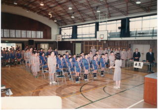 1980年 杉並第12団 発団式の様子（スカウト整列）